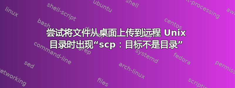 尝试将文件从桌面上传到远程 Unix 目录时出现“scp：目标不是目录”