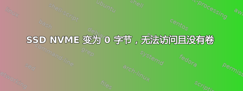 SSD NVME 变为 0 字节，无法访问且没有卷