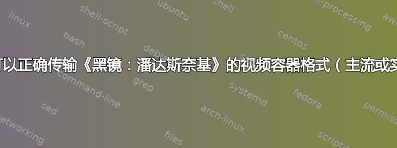 是否存在可以正确传输《黑镜：潘达斯奈基》的视频容器格式（主流或实验性）？