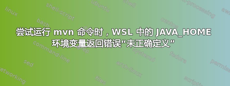 尝试运行 mvn 命令时，WSL 中的 JAVA_HOME 环境变量返回错误“未正确定义”