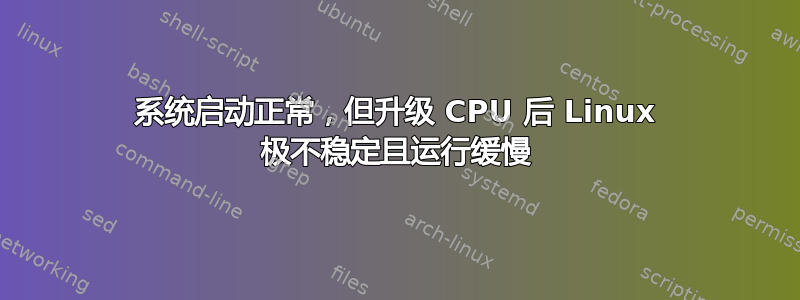 系统启动正常，但升级 CPU 后 Linux 极不稳定且运行缓慢