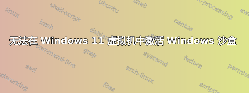 无法在 Windows 11 虚拟机中激活 Windows 沙盒