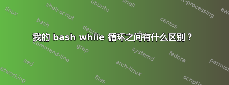 我的 bash while 循环之间有什么区别？