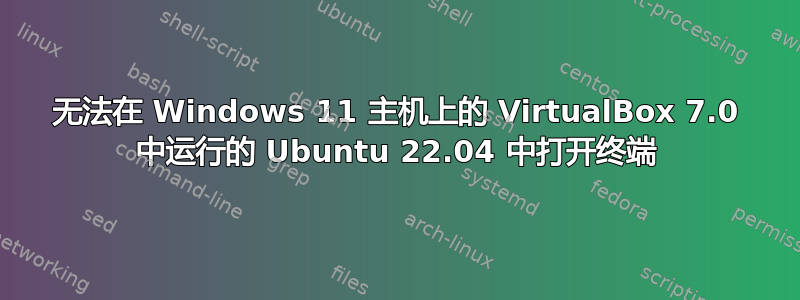 无法在 Windows 11 主机上的 VirtualBox 7.0 中运行的 Ubuntu 22.04 中打开终端