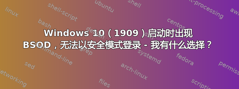 Windows 10（1909）启动时出现 BSOD，无法以安全模式登录 - 我有什么选择？