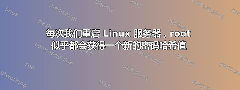 每次我们重启 Linux 服务器，root 似乎都会获得一个新的密码哈希值