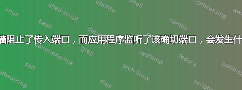 如果防火墙阻止了传入端口，而应用程序监听了该确切端口，会发生什么情况？