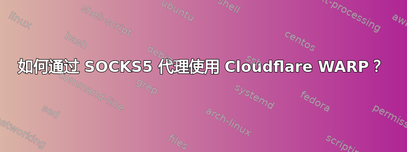 如何通过 SOCKS5 代理使用 Cloudflare WARP？