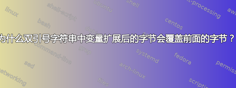 为什么双引号字符串中变量扩展后的字节会覆盖前面的字节？