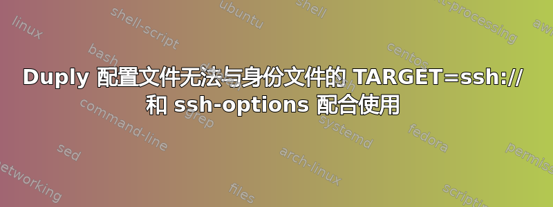 Duply 配置文件无法与身份文件的 TARGET=ssh:// 和 ssh-options 配合使用