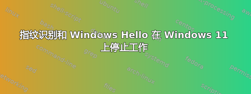 指纹识别和 Windows Hello 在 Windows 11 上停止工作