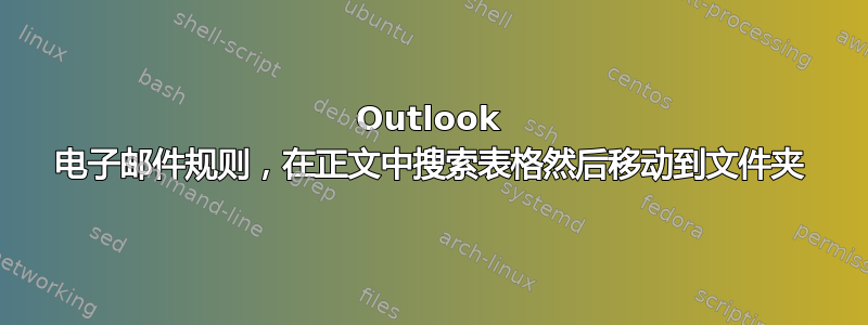 Outlook 电子邮件规则，在正文中搜索表格然后移动到文件夹