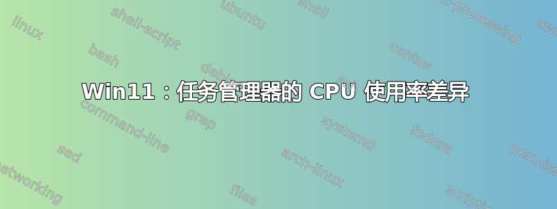 Win11：任务管理器的 CPU 使用率差异