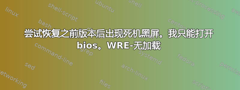 尝试恢复之前版本后出现死机黑屏。我只能打开 bios。WRE-无加载