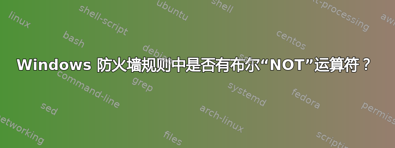 Windows 防火墙规则中是否有布尔“NOT”运算符？