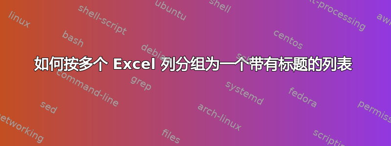 如何按多个 Excel 列分组为一个带有标题的列表