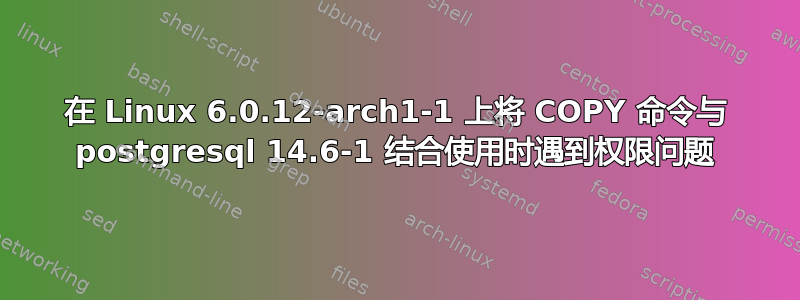 在 Linux 6.0.12-arch1-1 上将 COPY 命令与 postgresql 14.6-1 结合使用时遇到权限问题