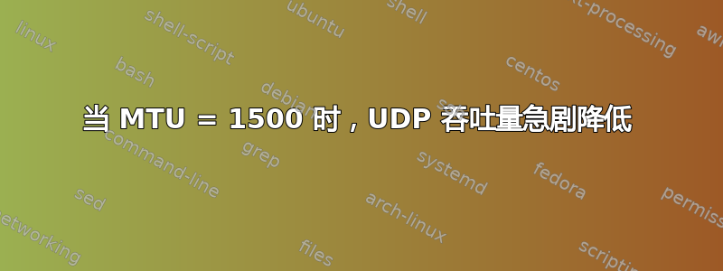 当 MTU = 1500 时，UDP 吞吐量急剧降低