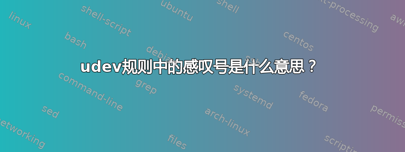 udev规则中的感叹号是什么意思？