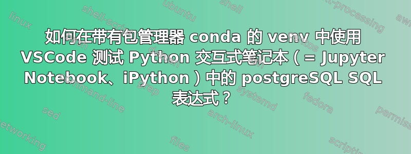 如何在带有包管理器 conda 的 venv 中使用 VSCode 测试 Python 交互式笔记本（= Jupyter Notebook、iPython）中的 postgreSQL SQL 表达式？