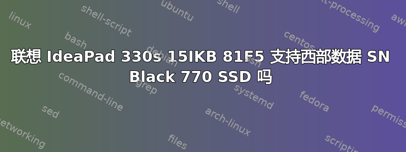 联想 IdeaPad 330s 15IKB 81F5 支持西部数据 SN Black 770 SSD 吗