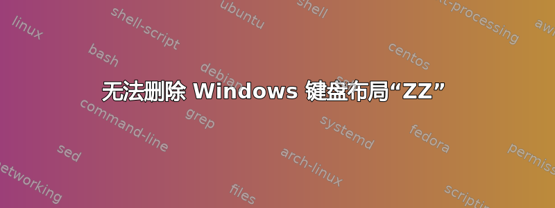 无法删除 Windows 键盘布局“ZZ”