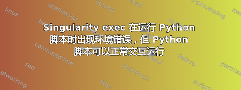 Singularity exec 在运行 Python 脚本时出现环境错误，但 Python 脚本可以正常交互运行