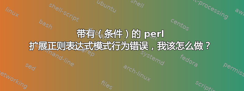 带有（条件）的 perl 扩展正则表达式模式行为错误，我该怎么做？