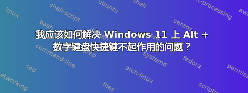 我应该如何解决 Windows 11 上 Alt + 数字键盘快捷键不起作用的问题？