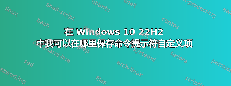 在 Windows 10 22H2 中我可以在哪里保存命令提示符自定义项