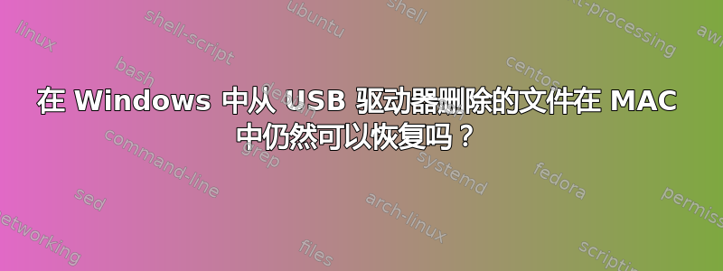 在 Windows 中从 USB 驱动器删除的文件在 MAC 中仍然可以恢复吗？