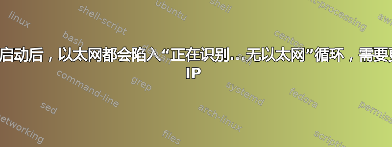 每次启动后，以太网都会陷入“正在识别...无以太网”循环，需要更新 IP