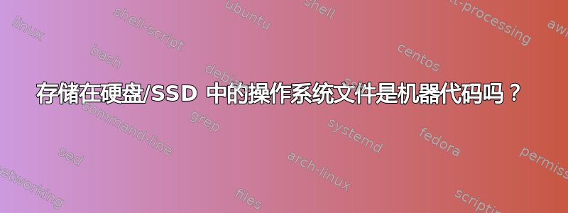 存储在硬盘/SSD 中的操作系统文件是机器代码吗？