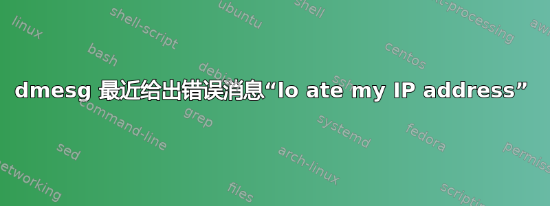 dmesg 最近给出错误消息“lo ate my IP address”