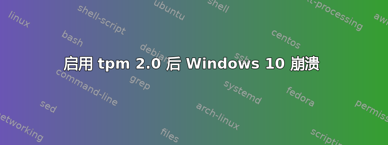 启用 tpm 2.0 后 Windows 10 崩溃