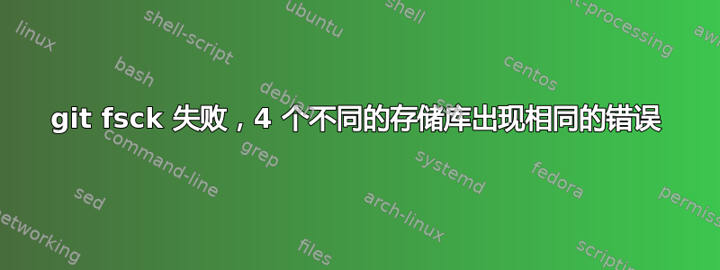 git fsck 失败，4 个不同的存储库出现相同的错误