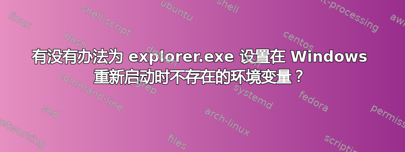 有没有办法为 explorer.exe 设置在 Windows 重新启动时不存在的环境变量？