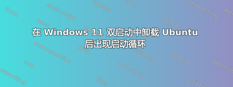 在 Windows 11 双启动中卸载 Ubuntu 后出现启动循环