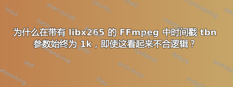 为什么在带有 libx265 的 FFmpeg 中时间戳 tbn 参数始终为 1k，即使这看起来不合逻辑？