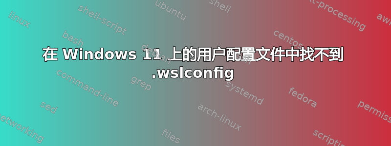 在 Windows 11 上的用户配置文件中找不到 .wslconfig