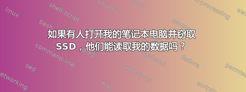 如果有人打开我的笔记本电脑并窃取 SSD，他们能读取我的数据吗？