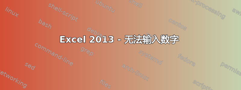 Excel 2013 - 无法输入数字