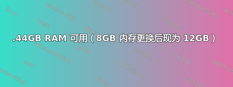 3.44GB RAM 可用（8GB 内存更换后现为 12GB）