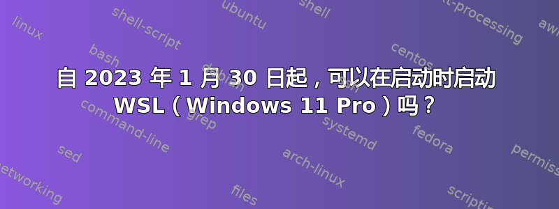 自 2023 年 1 月 30 日起，可以在启动时启动 WSL（Windows 11 Pro）吗？