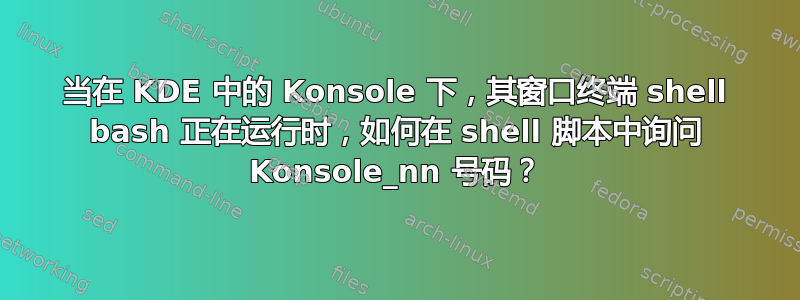 当在 KDE 中的 Konsole 下，其窗口终端 shell bash 正在运行时，如何在 shell 脚本中询问 Konsole_nn 号码？