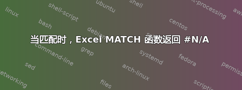 当匹配时，Excel MATCH 函数返回 #N/A