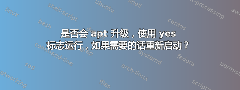 是否会 apt 升级，使用 yes 标志运行，如果需要的话重新启动？