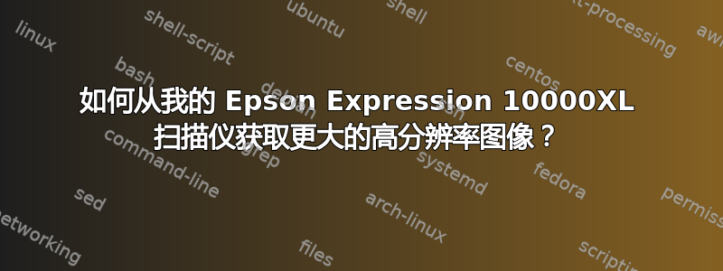 如何从我的 Epson Expression 10000XL 扫描仪获取更大的高分辨率图像？