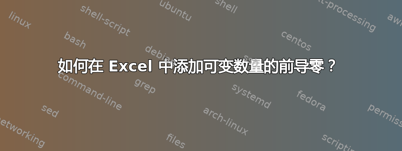 如何在 Excel 中添加可变数量的前导零？