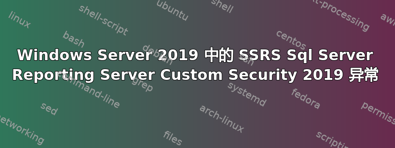 Windows Server 2019 中的 SSRS Sql Server Reporting Server Custom Security 2019 异常